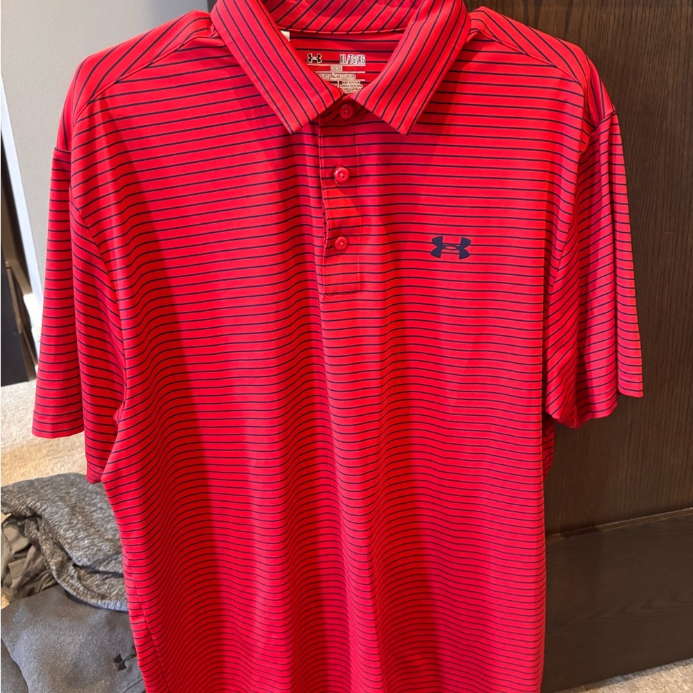 Under Armour Men's Red Striped Polo Shirt